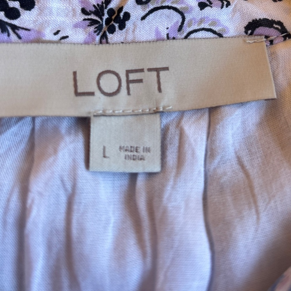 LOFT Floral Paisley Blouse - Blue and White long Sleeves Large - Picture 6 of 7